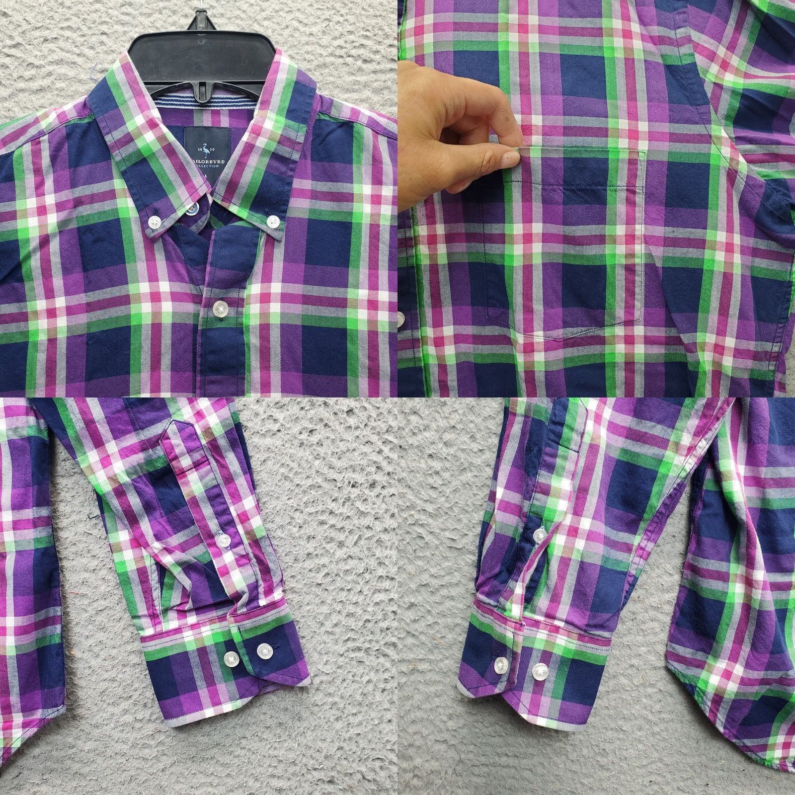 Tailorbyrd TAILORBYRD Flannel Shirt Mens L Multi Plaid Single Pocket Collar Button Down EUC Size US L / EU 52-54 / 3 - 8 Thumbnail