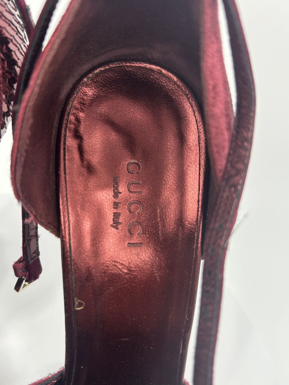 Gucci Tom Ford for Gucci burgundy red sequin and velvet heels Size US 7 / IT 37 - 3 Thumbnail