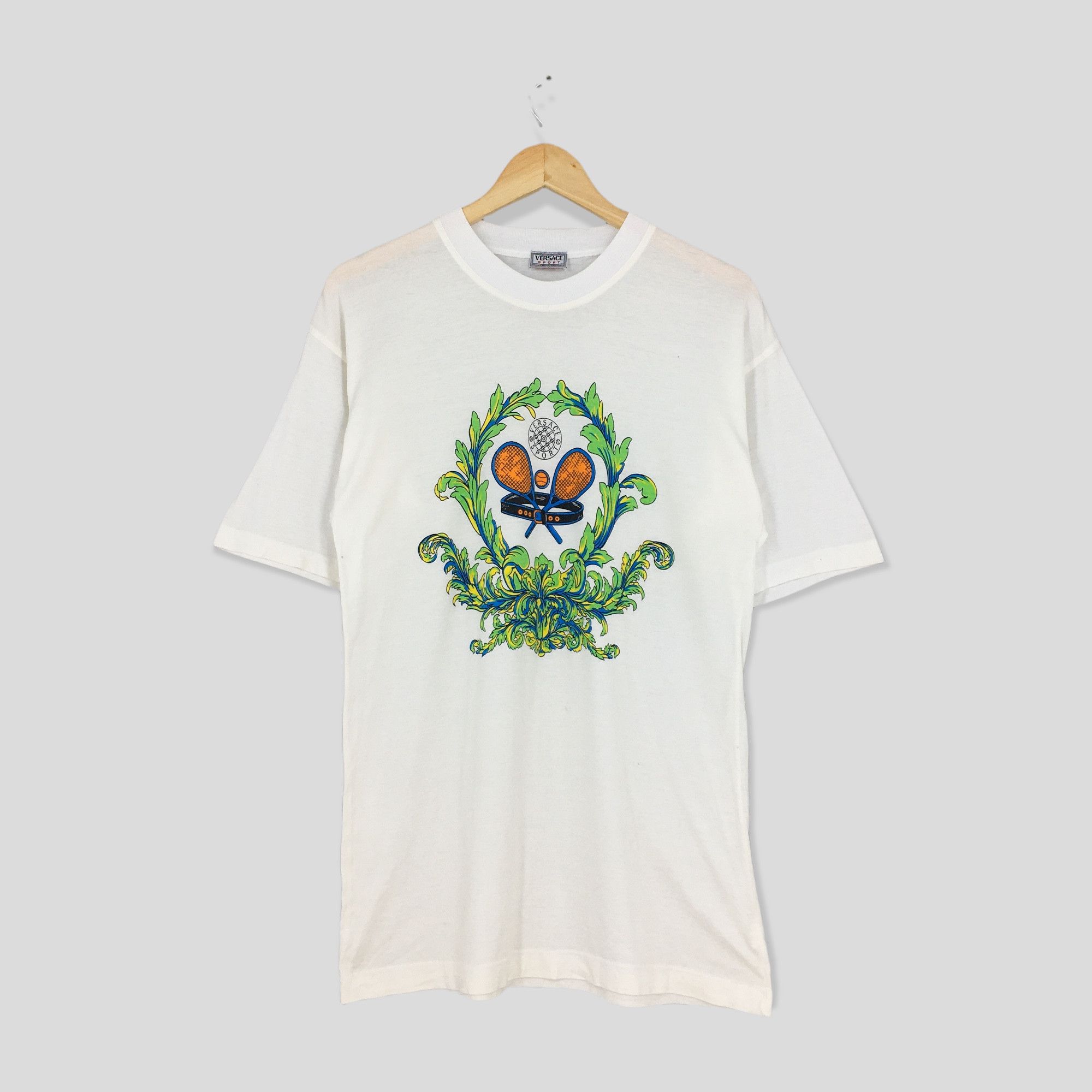 image of Vintage Versace Sport Tennis White Tshirt Small, Men's
