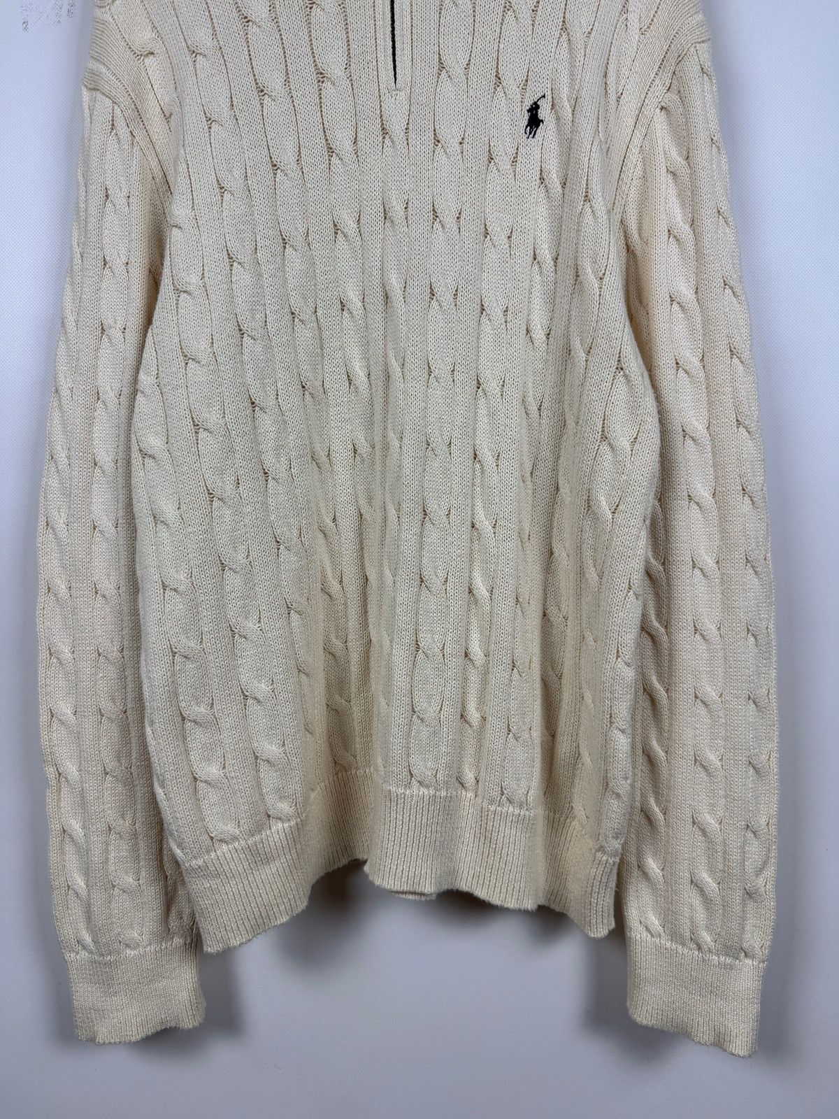 Polo Ralph Lauren Polo Ralph Lauren Cable Knit Quarter Zip Mock Neck Sweater Size US XXL / EU 58 / 5 - 9 Thumbnail