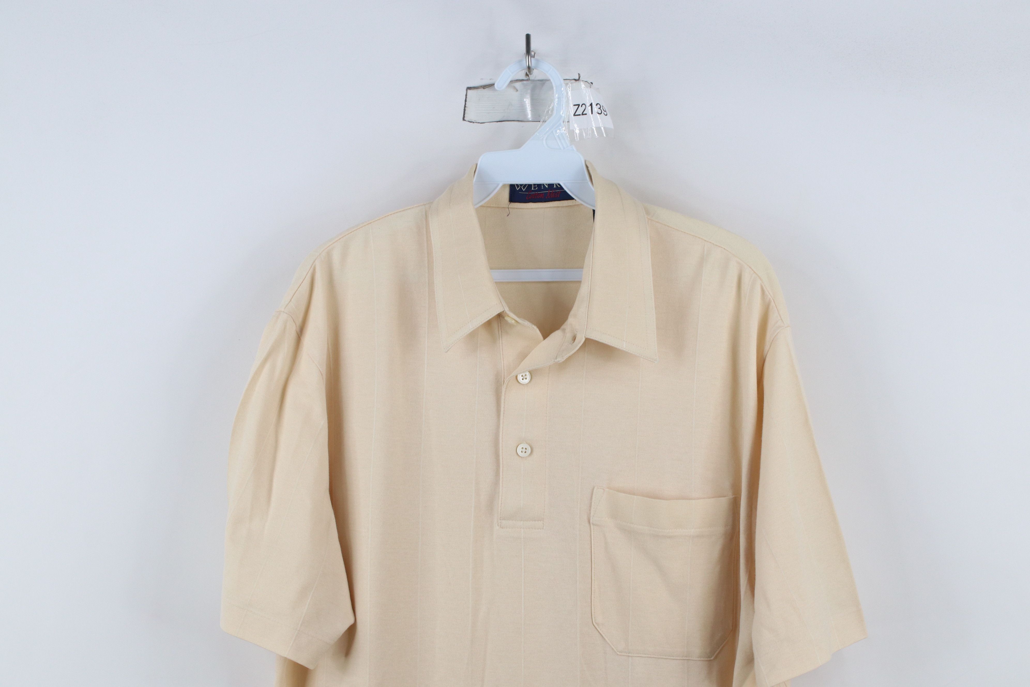 Vintage Vintage 80s 90s Streetwear Sheer Knit Polo Shirt Beige Size US L / EU 52-54 / 3 - 2 Thumbnail