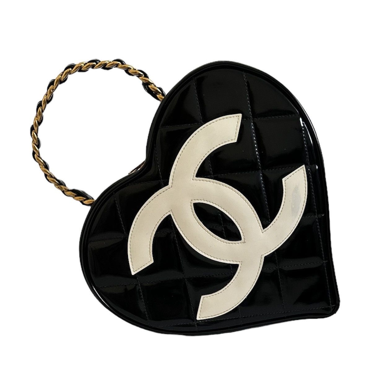image of Chanel 1995 Heart Vanity Handbag in Black, Women's