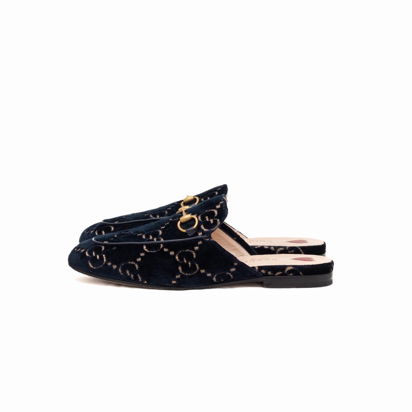 Gucci Gucci Princetown GG Monogram Blue Velvet Horsebit Mule Navy Size US 7 / IT 37 - 10 Thumbnail