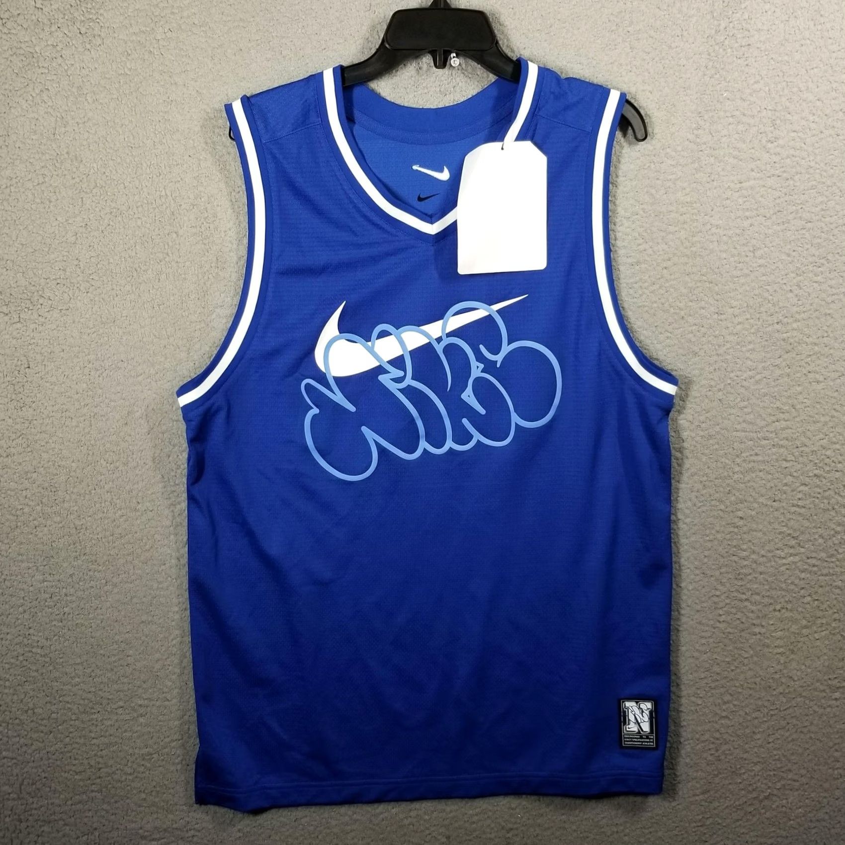 Nike Nike Dri-FIT Basketball Jersey Mens M Blue White Tank Sleeveless Crew Neck Graphic Print Size US M / EU 48-50 / 2 - 5 Thumbnail