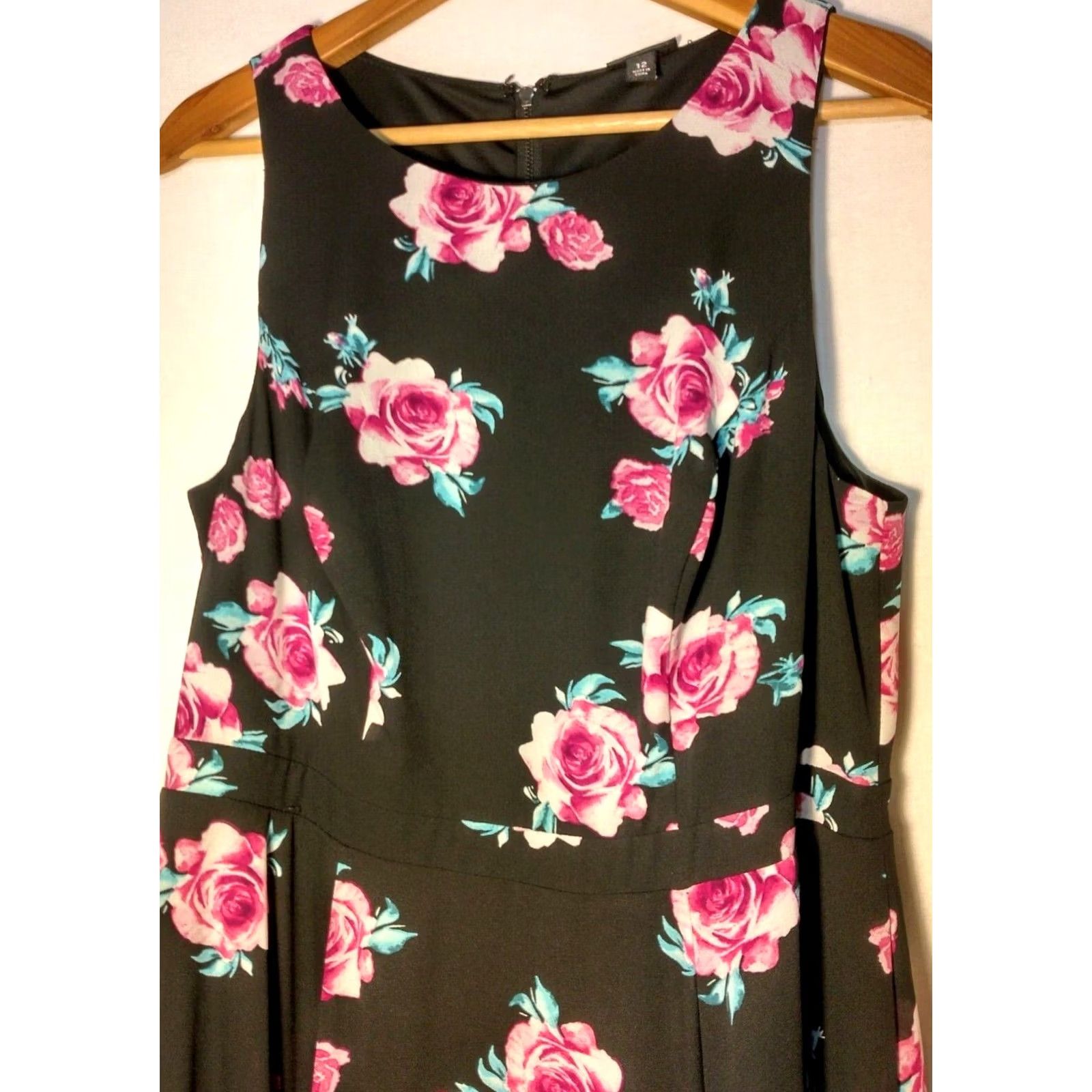 Torrid Torrid Dress 12 Black Long Pink Rose Floral Maxi Sleeveless Party Wedding Dress Size XL / US 12-14 / IT 48-50 - 2 Thumbnail