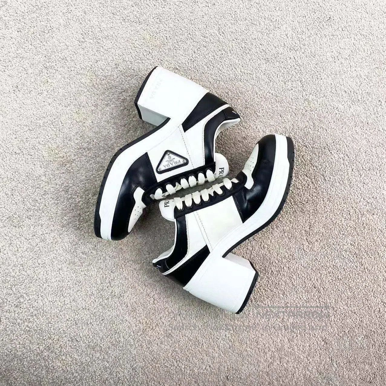 Prada Prada Black and white triangle heightened sports heels| Size US 6 / IT 36 - 4 Thumbnail