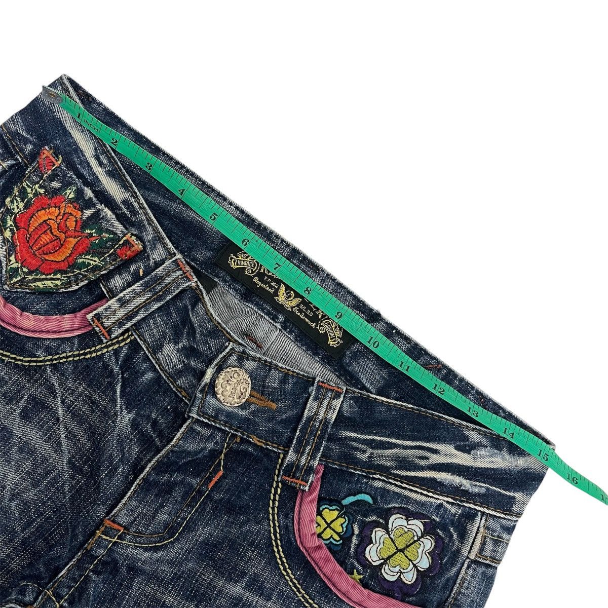 Hysteric Glamour FLARE JEANS RED PEPPER EMBROIDERY DENIM BOOT CUT PANTS Size 28" / US 6 / IT 42 - 11 Thumbnail