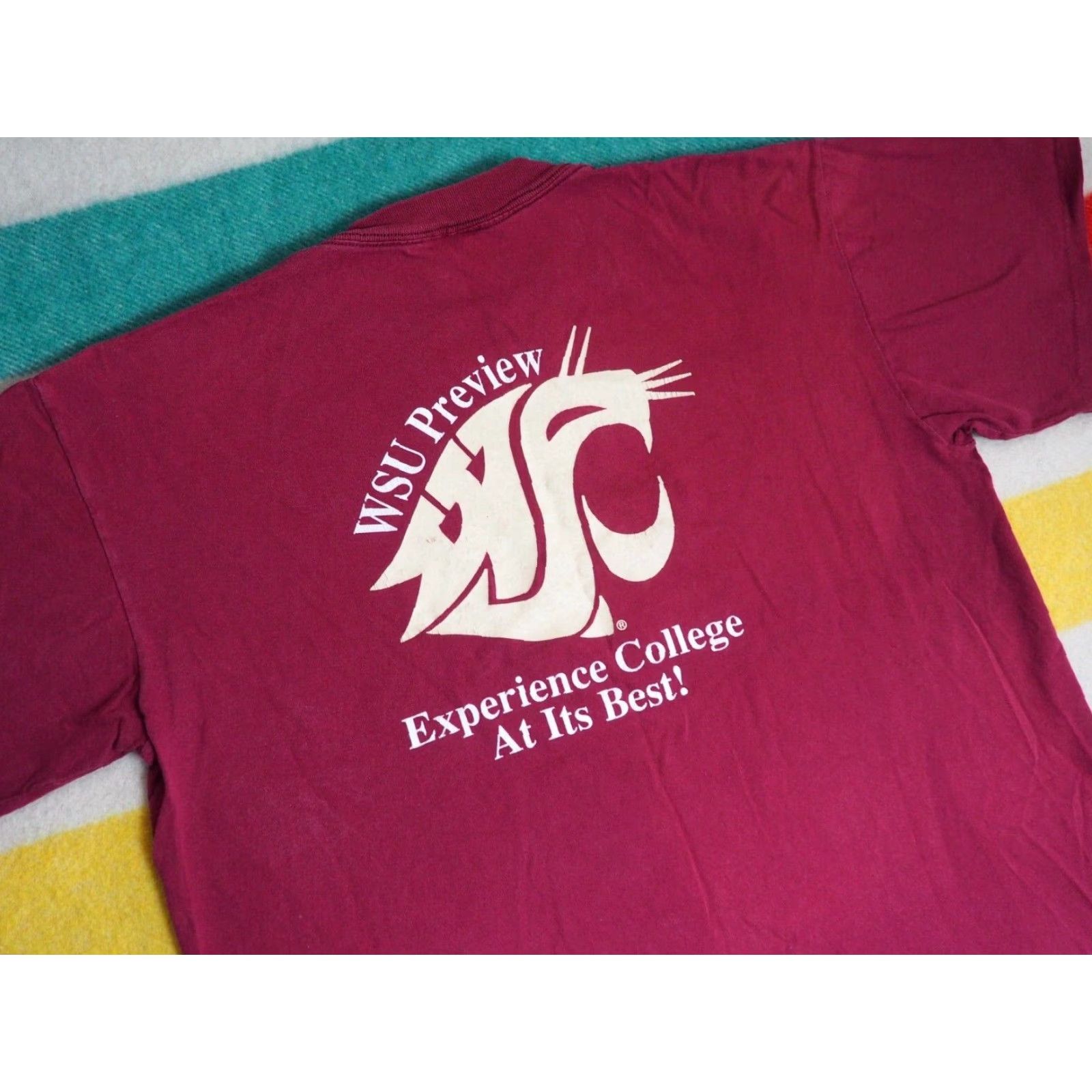 Vintage VINTAGE Oneita Washington State Cougars USA Tee T-Shirt L Red 1990s Graphic Ladies? Men? (Gender) Size US L / EU 52-54 / 3 - 3 Thumbnail