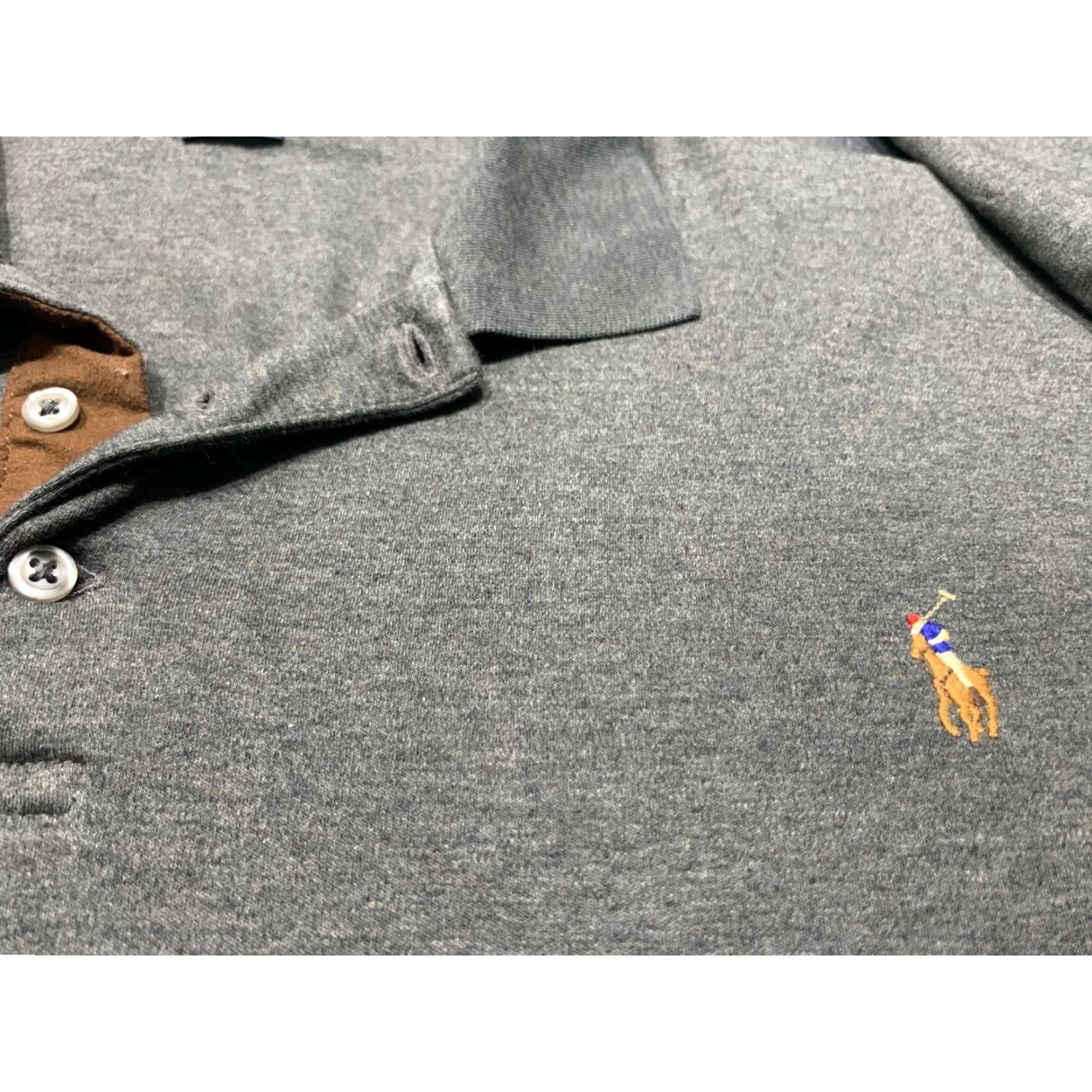 Polo Ralph Lauren VINTAGE Polo Ralph Lauren Polo Shirt Long Sleeve Men 2XL Gray Classic Fit Size US XXL / EU 58 / 5 - 4 Thumbnail
