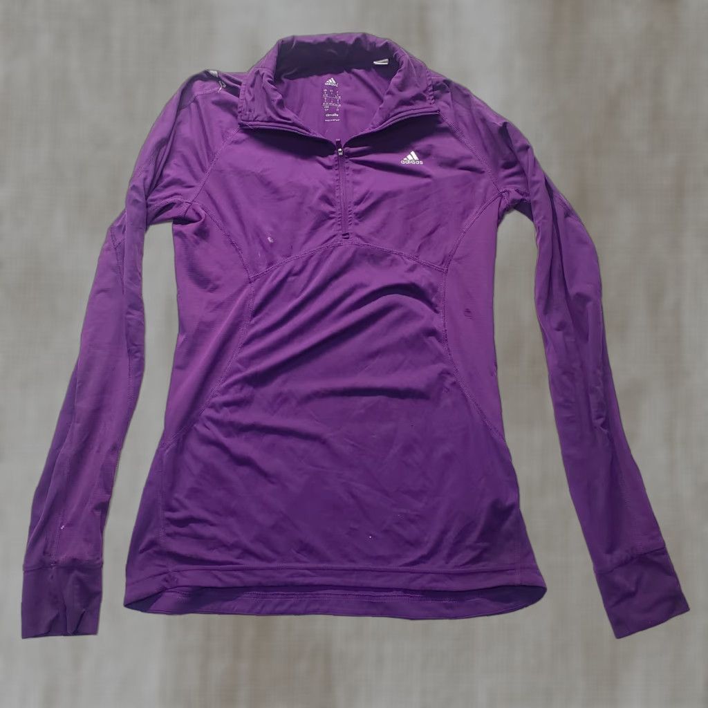Adidas VINTAGE adidas Athletic Women's Long Sleeve Pullover Shirt S Purple 1/2 Zip Stadia Style Size S / US 4 / IT 40 - 1 Thumbnail