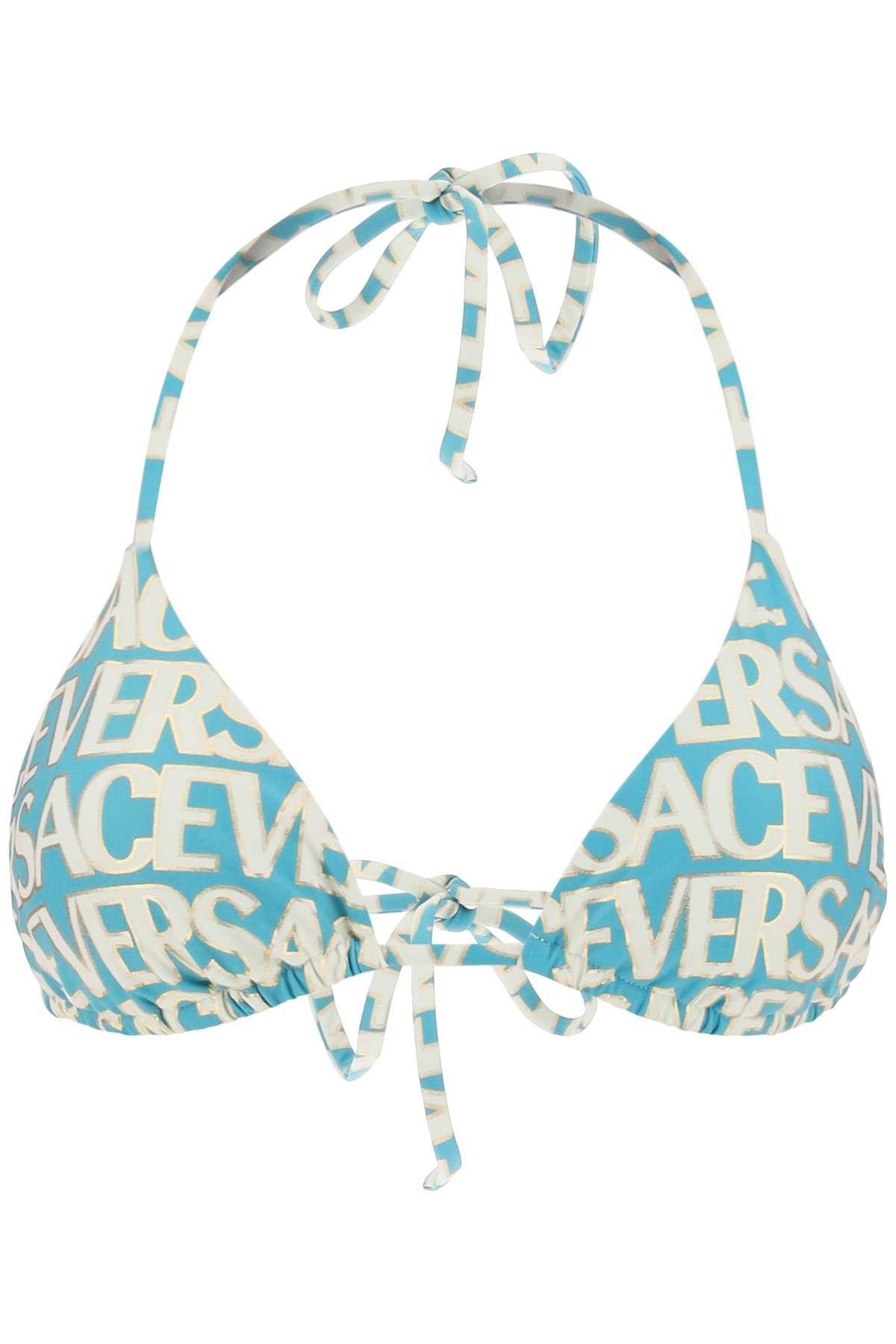 image of Versace Versace Allover Bikini Top in Turquoise Avory, Women's (Size Small)