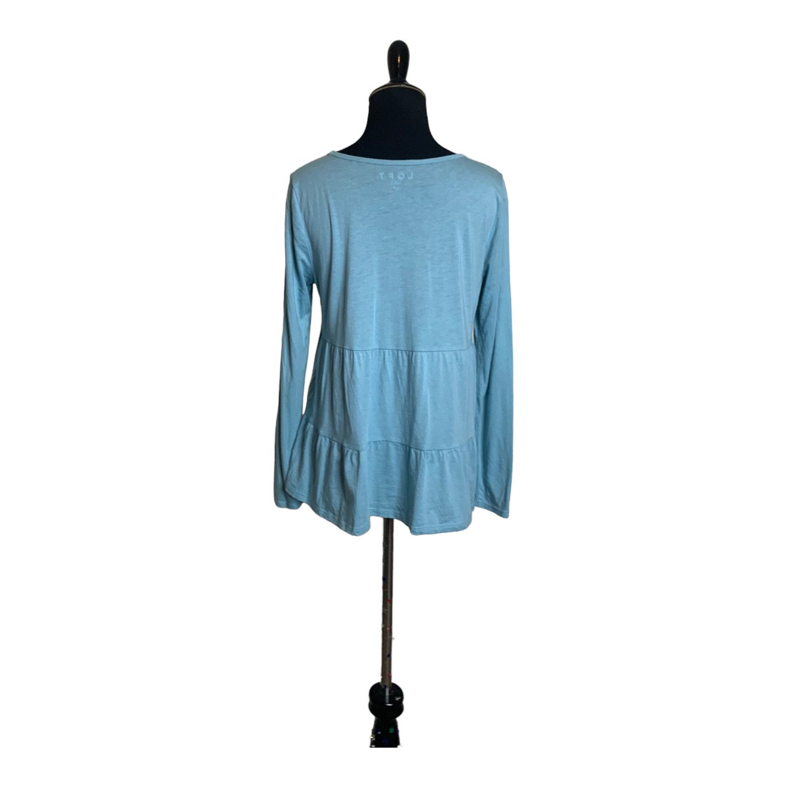 Loft LOFT Blue Long Sleeves Tiered Top Size S Size S / US 4 / IT 40 - 10 Thumbnail