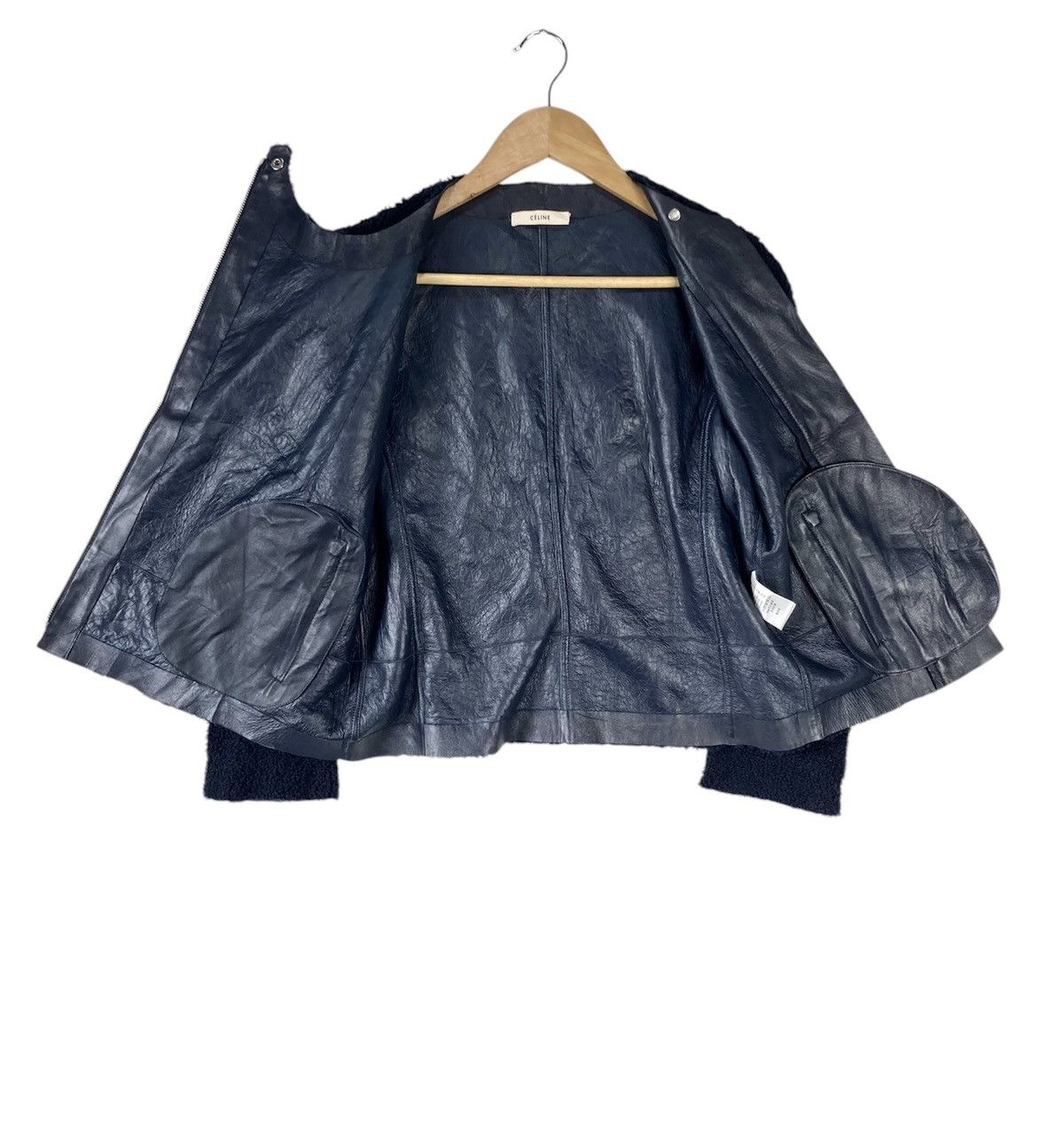Celine Authentic Celine Modele Depose Biker Lambskin Fleece Jacket Size S / US 4 / IT 40 - 2 Thumbnail