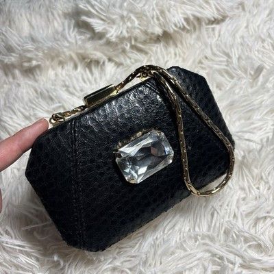 Other RARE Inge Christopher Snake Skin clutch purse Swarovski Cent Size ONE SIZE - 17 Thumbnail