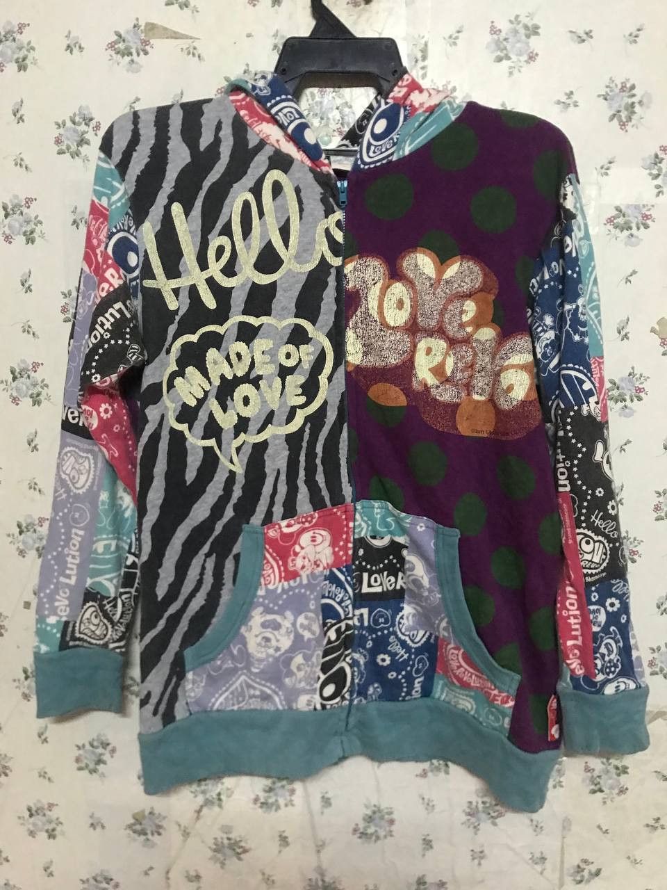 Japanese Brand Love Revolution Patchwork Print Hoodie Hysteric Style Size US S / EU 44-46 / 1 - 1 Thumbnail