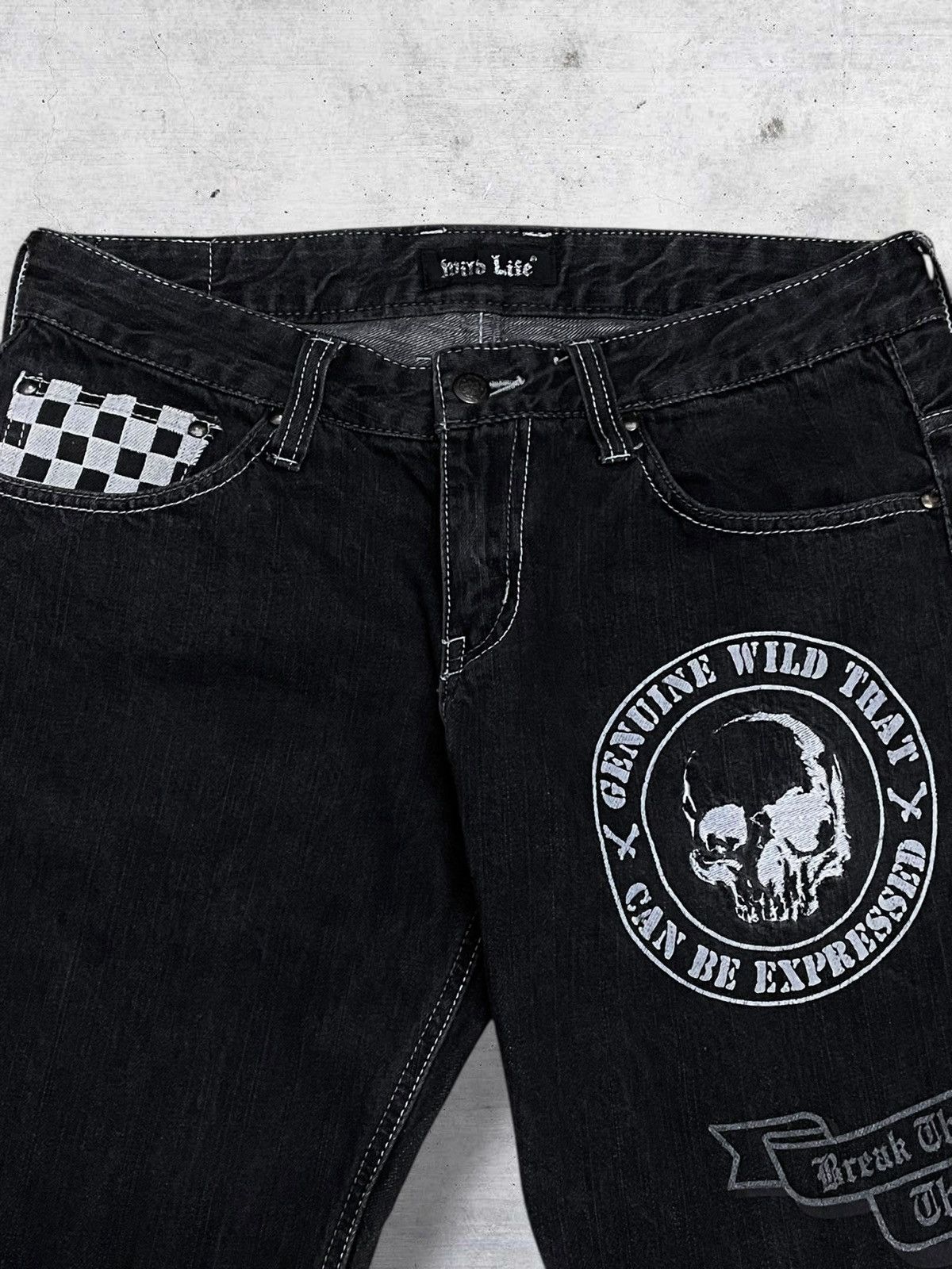 Hysteric Glamour VINTAGE SKULL PUNK ‘BREAK TO THE WALL’ JAPAN WILD LIFE DENIM Size US 31 - 7 Thumbnail