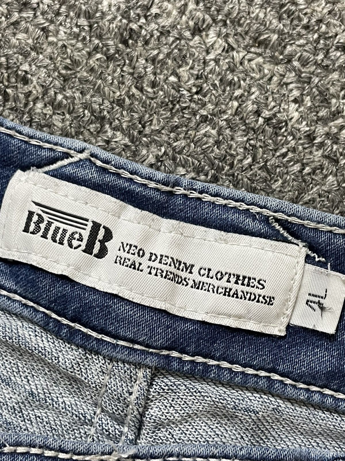 Japanese Brand × Vintage Blue B Brand Distressed Denim Biker Jeans (117) Size US 35 - 6 Thumbnail