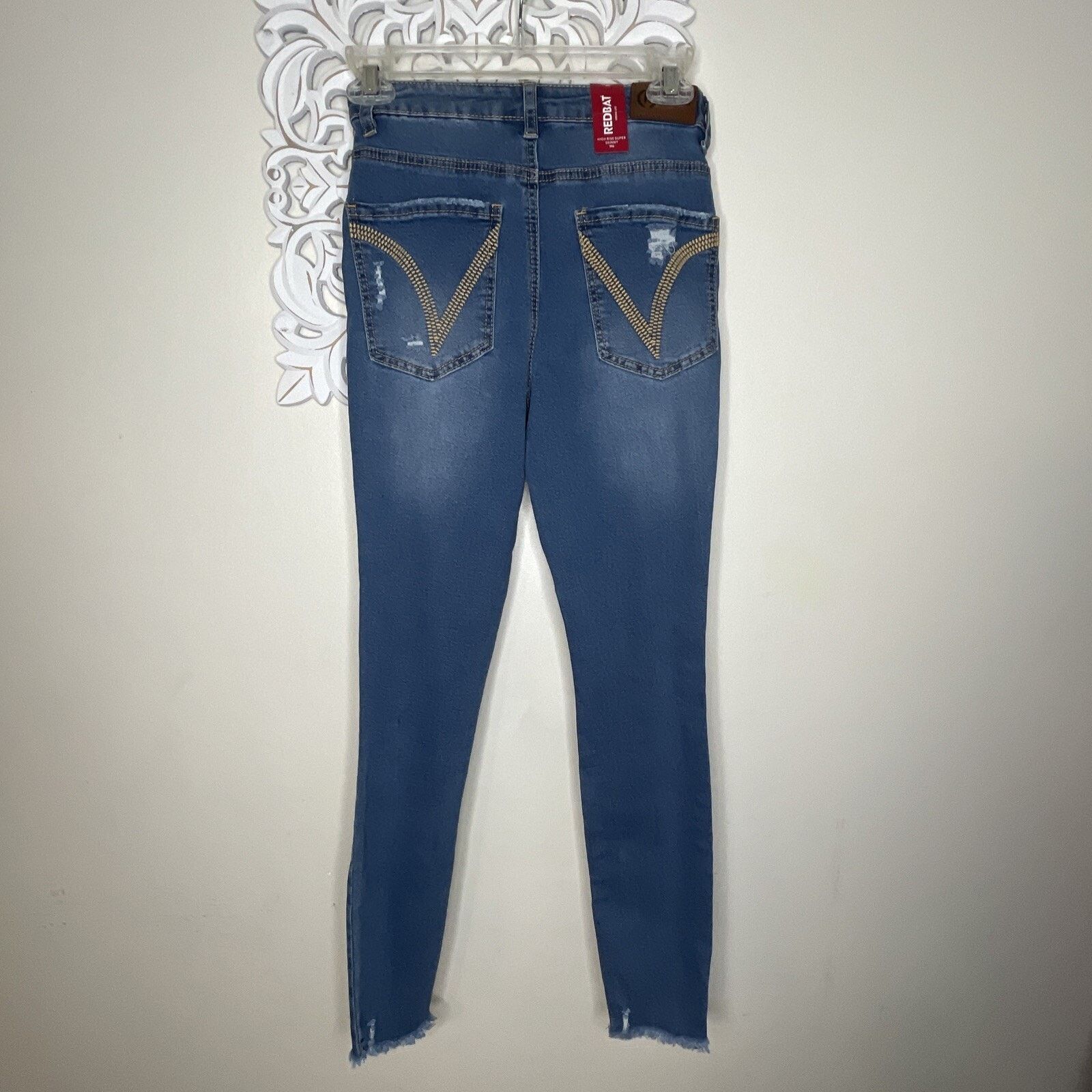 Other REDBAT 6 Blue Jeans Distressed Denim High Rise Skinny NWT Size 24" / US 00 / IT 34 - 10 Thumbnail
