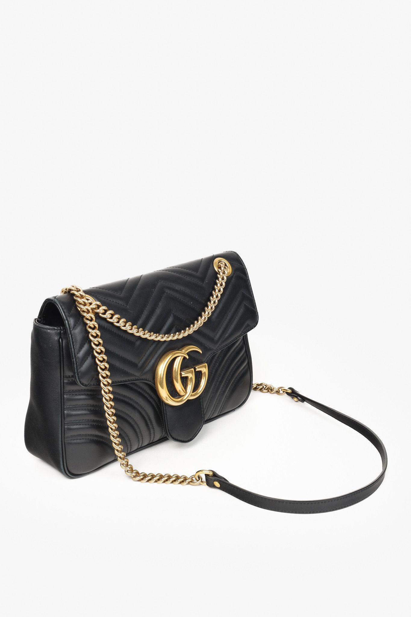 Gucci Gucci Marmont Medium Black Quilted Leather Flap Bag Size ONE SIZE - 7 Thumbnail