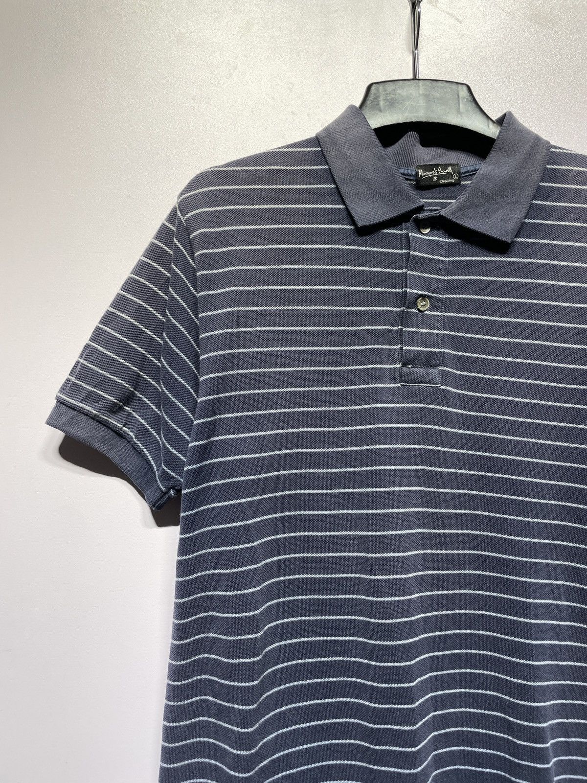 Designer × Margaret Howell × Vintage Vtg 90's Margaret Howell Blue Stripe Polo Made in Japan Size US L / EU 52-54 / 3 - 1 Thumbnail