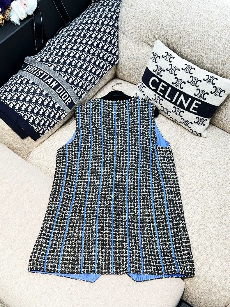 Chanel Chanel 20P black and white blue braided tweed long vest Size S / US 4 / IT 40 - 3 Thumbnail