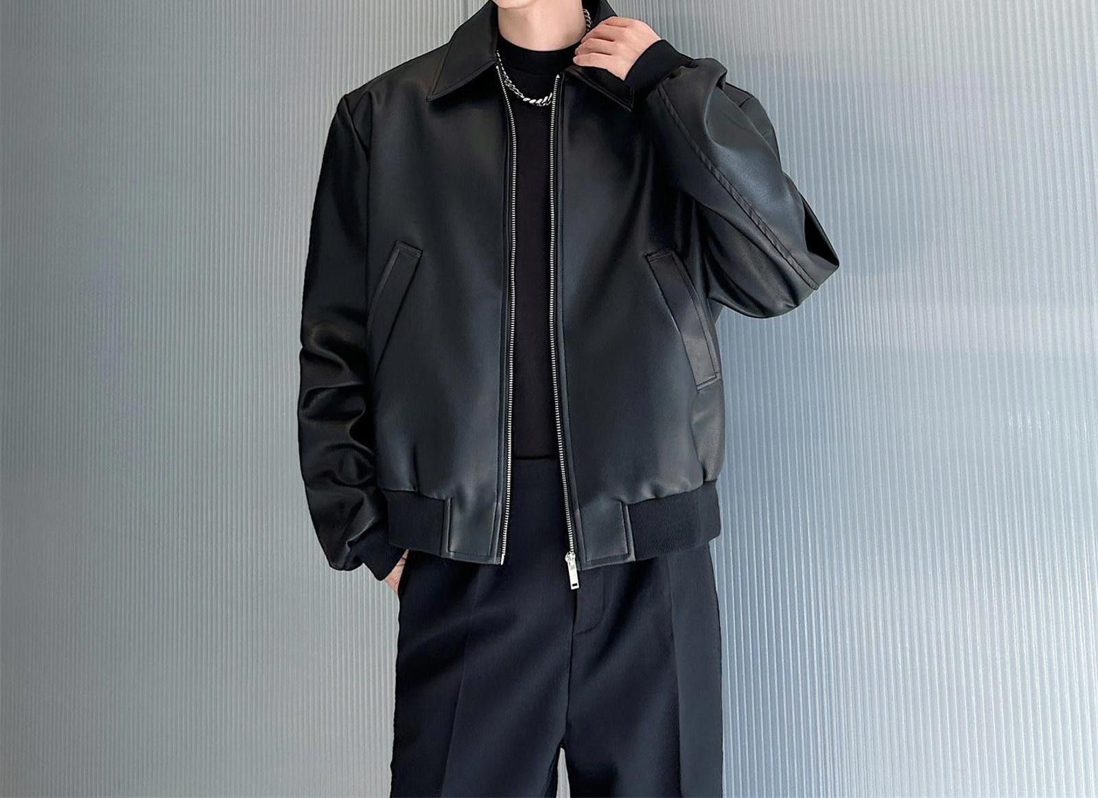 Vintage Black Faux Leather Bomber Jacket, Relaxed Fit Outerwear Size US M / EU 48-50 / 2 - 4 Thumbnail