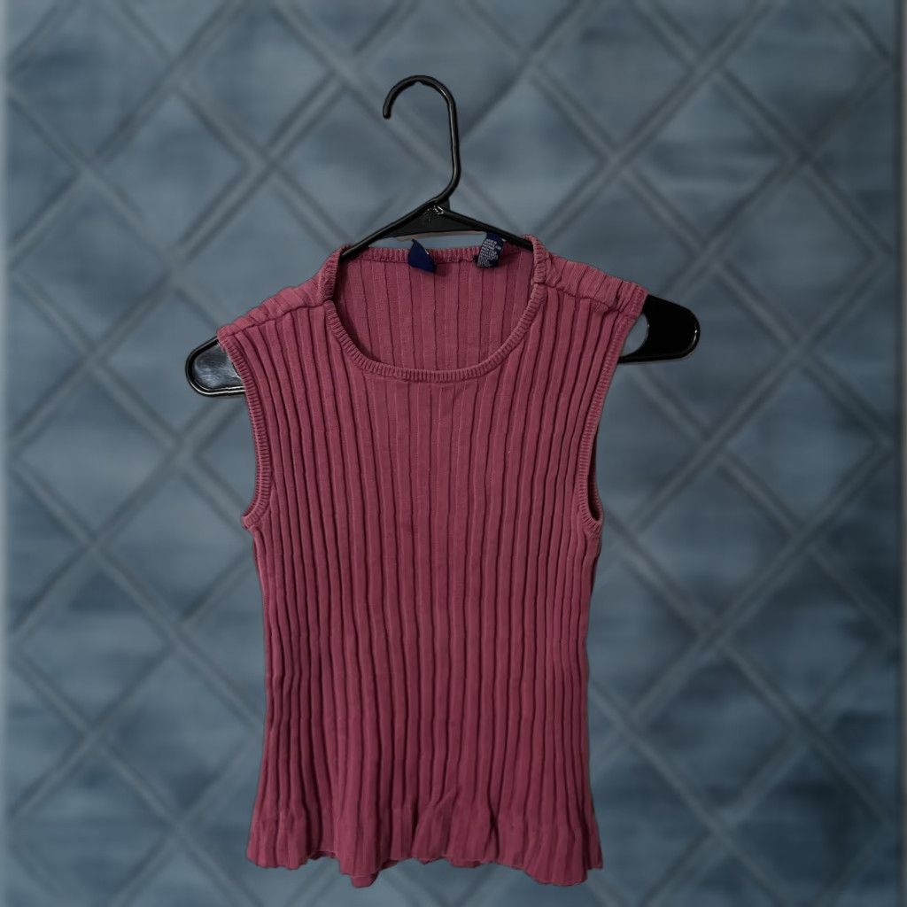 Gap VINTAGE Gap Pullover Sweater Vest - Women - Size Large - 100% Cotton - Pink - Sleeveless Ribbed Knit - 1990s/90s Theme Size L / US 10 / IT 46 - 1 Thumbnail