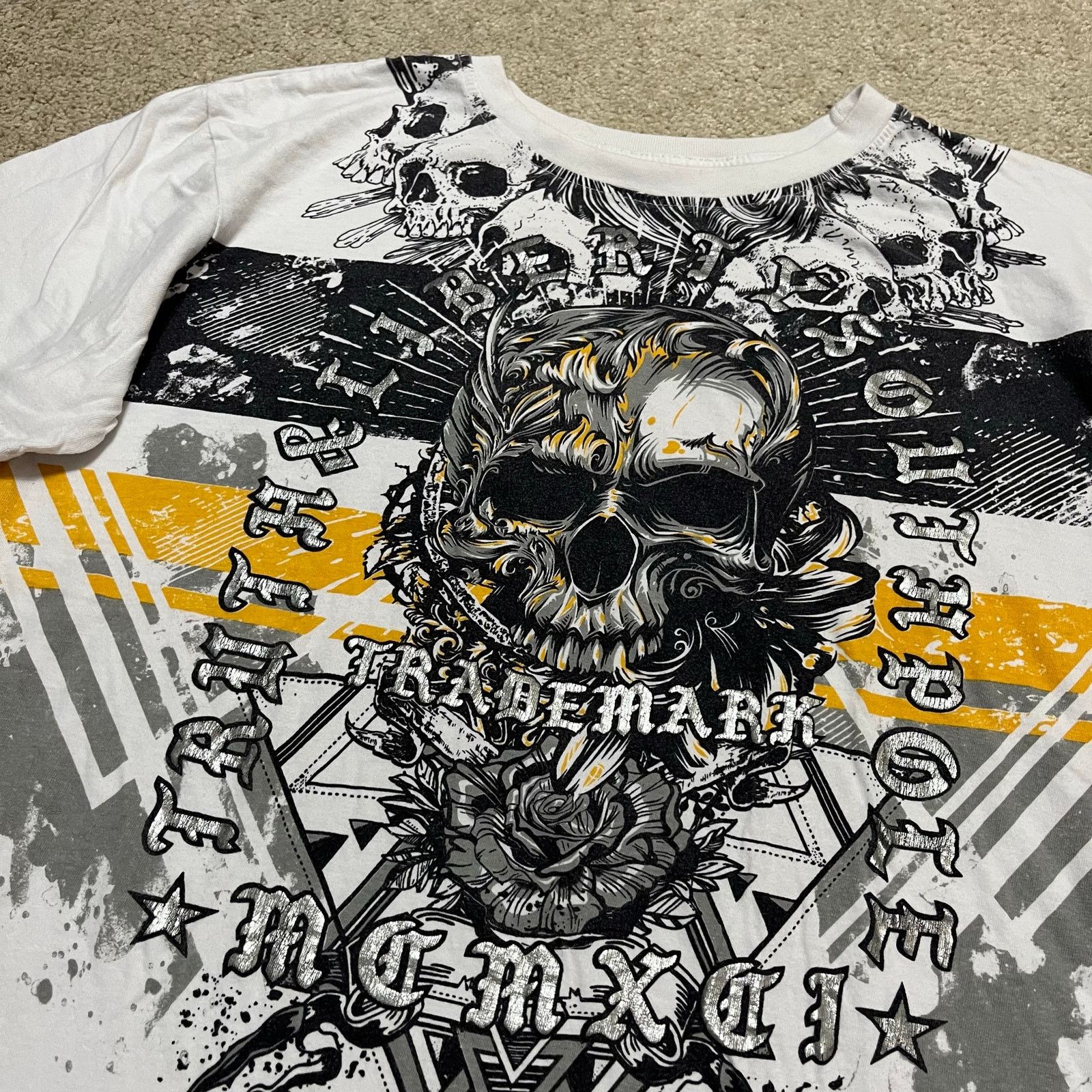 Southpole Southpole Y2K Skater Grunge Skull All Over White Shirt Large Size US L / EU 52-54 / 3 - 3 Thumbnail
