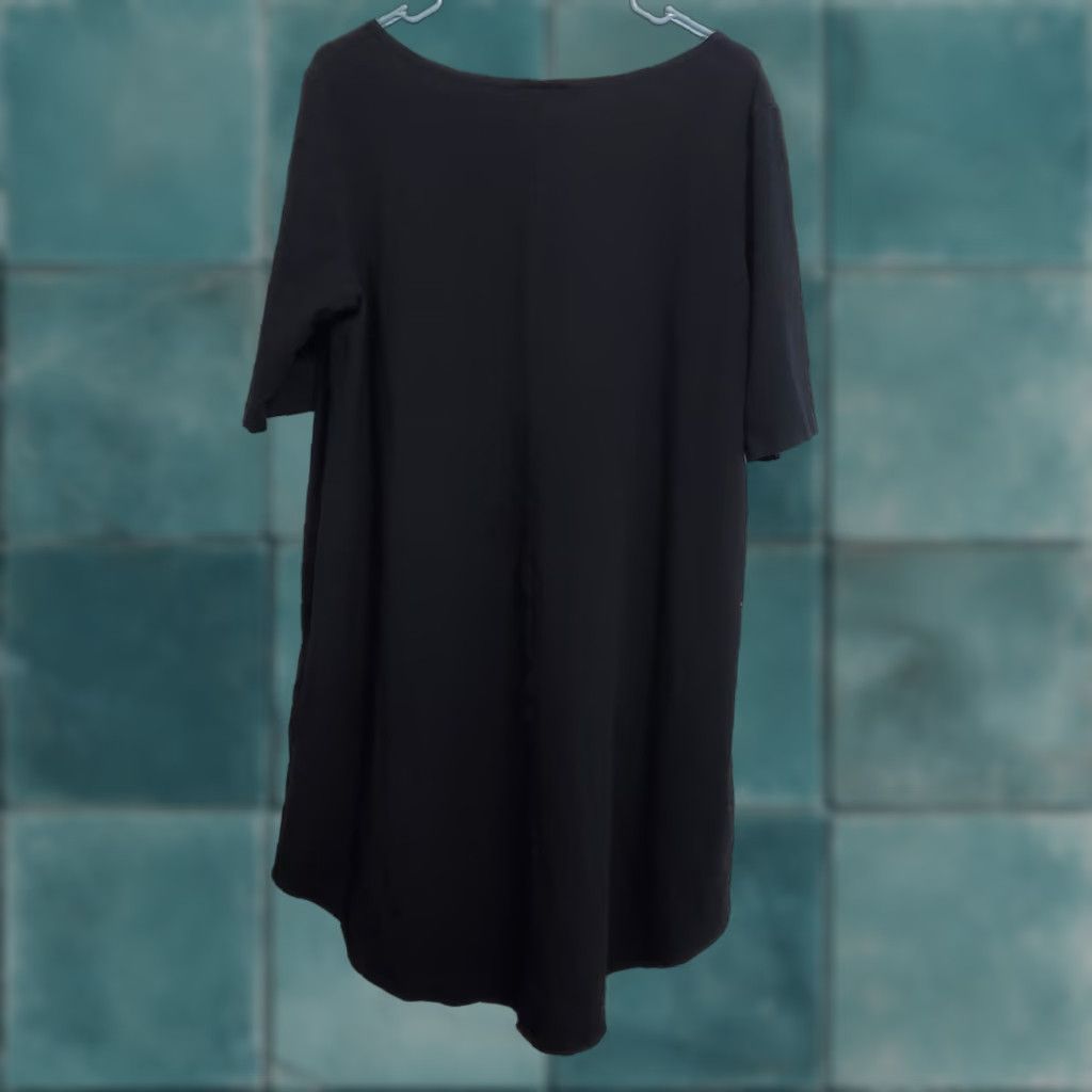 Vintage Bryn Walker Top Women M Black Bamboo Cotton Short Sleeve Tunic Hi Low Minimalist Size M / US 6-8 / IT 42-44 - 1 Thumbnail
