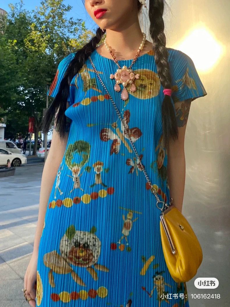 Issey Miyake Issey Miyake Blue main line picnic vegetable fun dress Size XS / US 0-2 / IT 36-38 - 8 Thumbnail