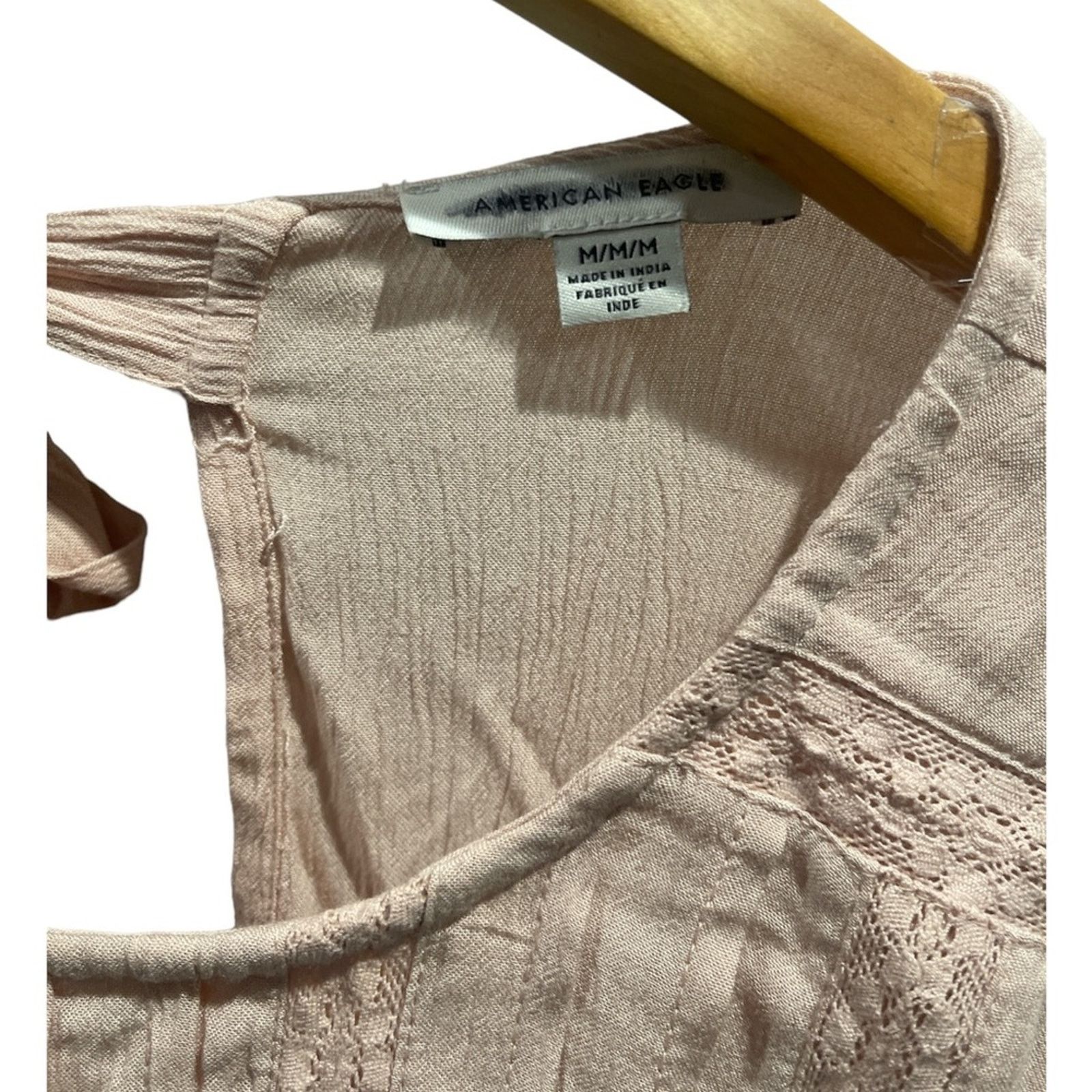 American Eagle Outfitters AMERICAN EAGLE Woman’s Peach Peasant Blouse Sz M Size M / US 6-8 / IT 42-44 - 4 Thumbnail