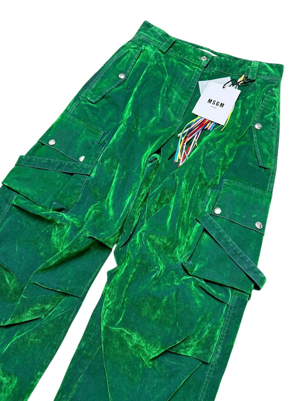 MSGM BNWT MSGM Cargo Utility Trousers 46 Green Velvet RRP £625 Size 32" / US 10 / IT 46 - 2 Thumbnail
