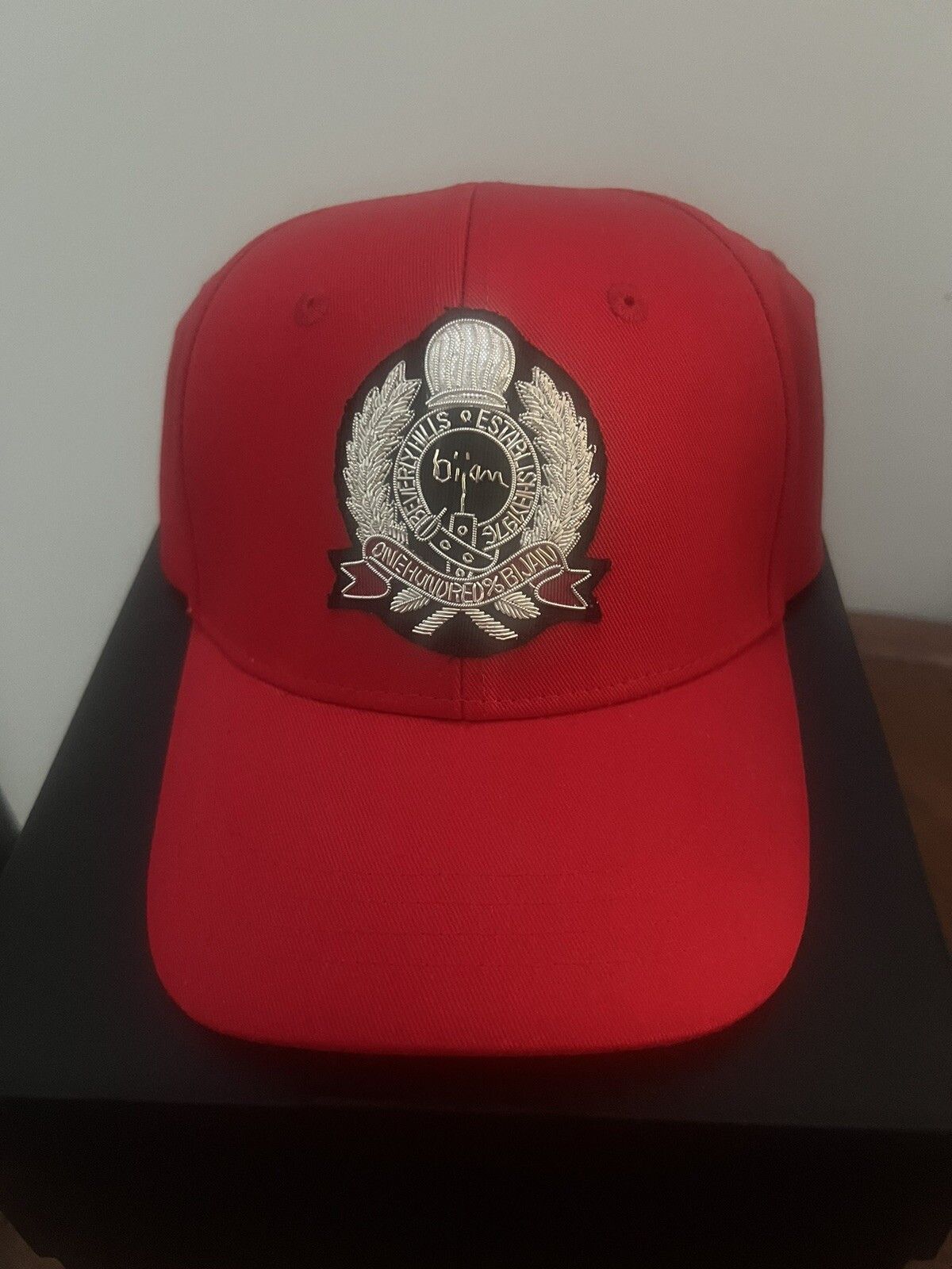 BIJAN Red with Silver Crest Cap NWOT Size ONE SIZE - 1 Thumbnail