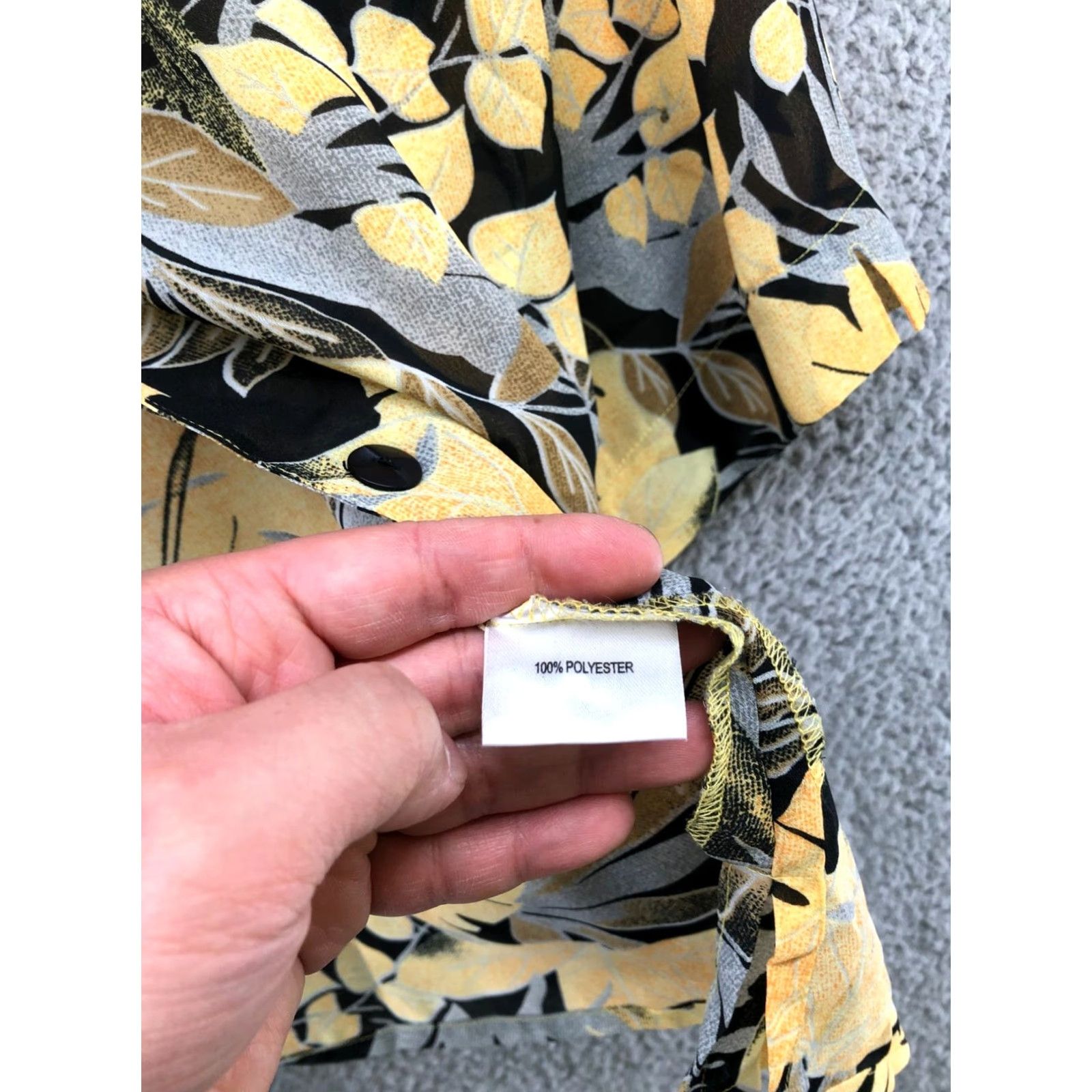 Vintage VINTAGE Hawaiian Shirt Womens XL Yellow Black Floral 1/2 Sleeve Hippie Shirt Size XL / US 12-14 / IT 48-50 - 7 Thumbnail