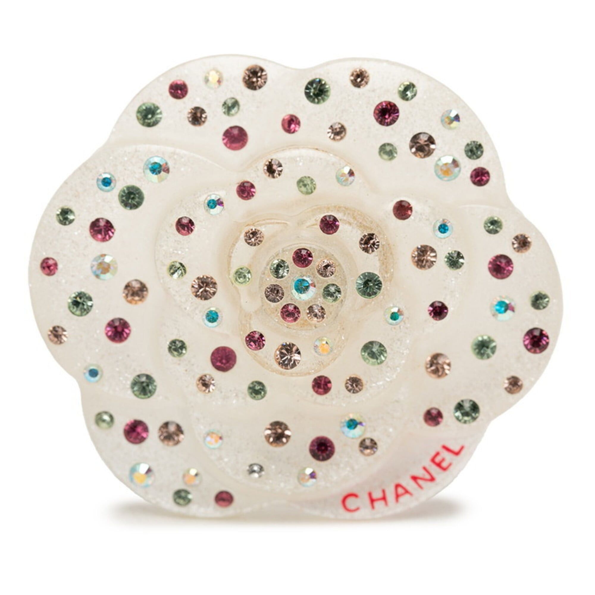 Chanel Chanel Camellia Pin Brooch 04A White Multicolor Plastic Rhinestone Women's CHANEL Size ONE SIZE - 1 Thumbnail