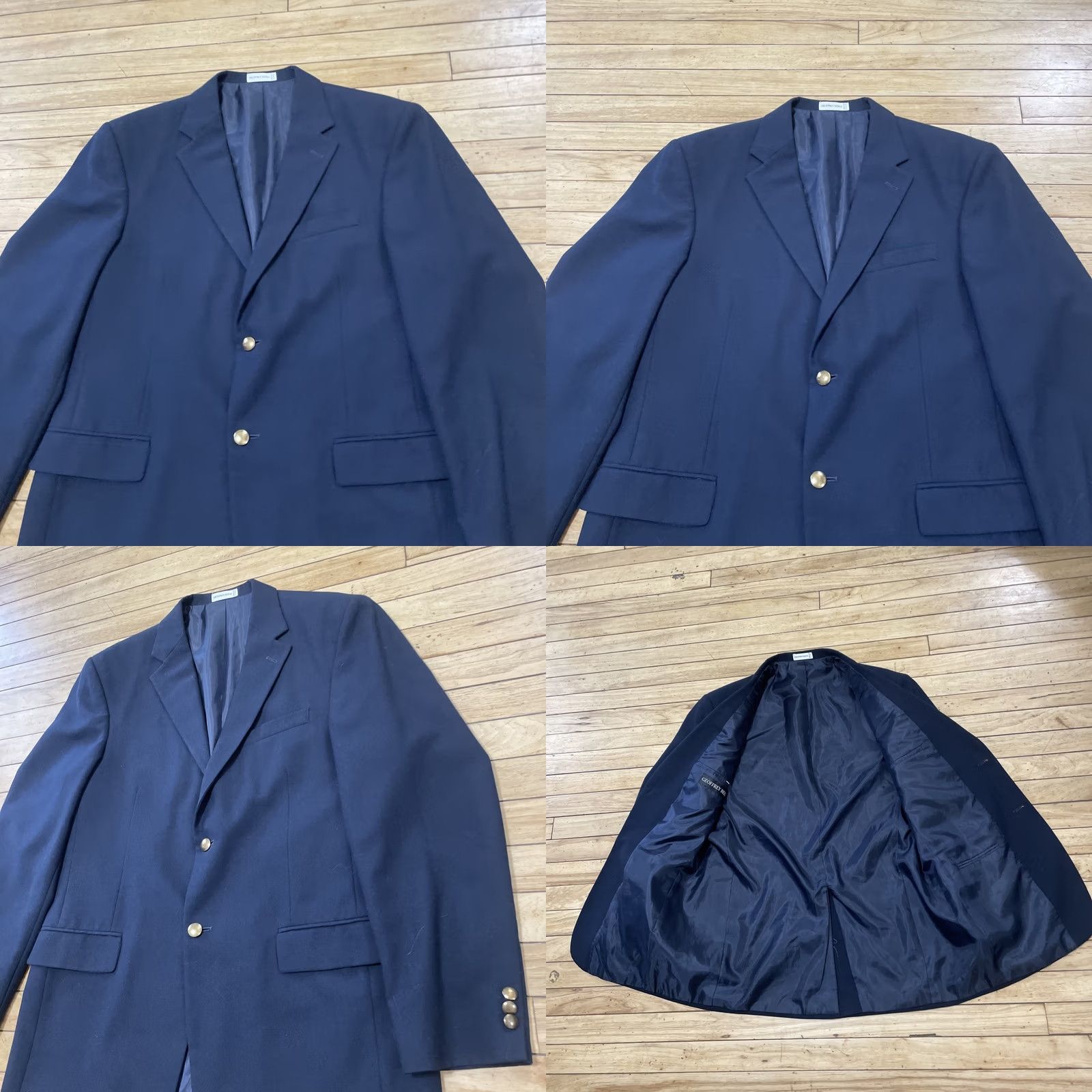 Geoffrey Beene Geoffrey Beene Blazer Mens 42 Long Blue Wool Brass Button Single-Breasted 2 Piece Sportcoat Jacket Size 42R - 10 Thumbnail