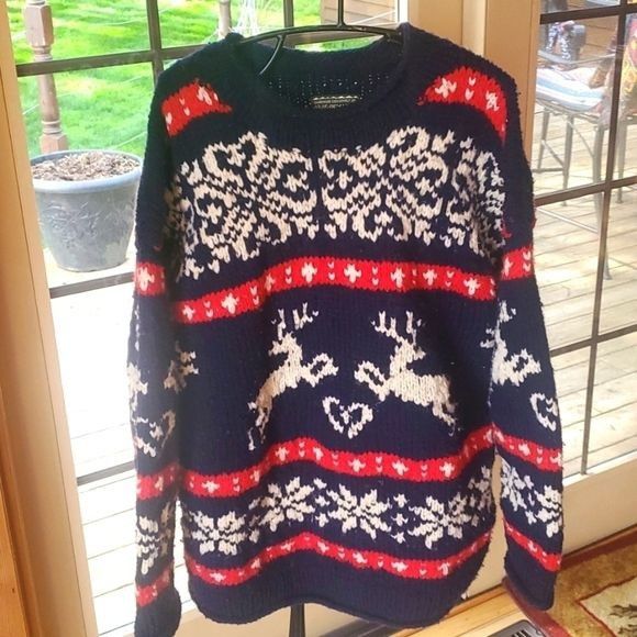 Vintage Reywear Handmade in Ecuador 100% Wool Graphic Thick Sz. XL S Size US XL / EU 56 / 4 - 1 Thumbnail