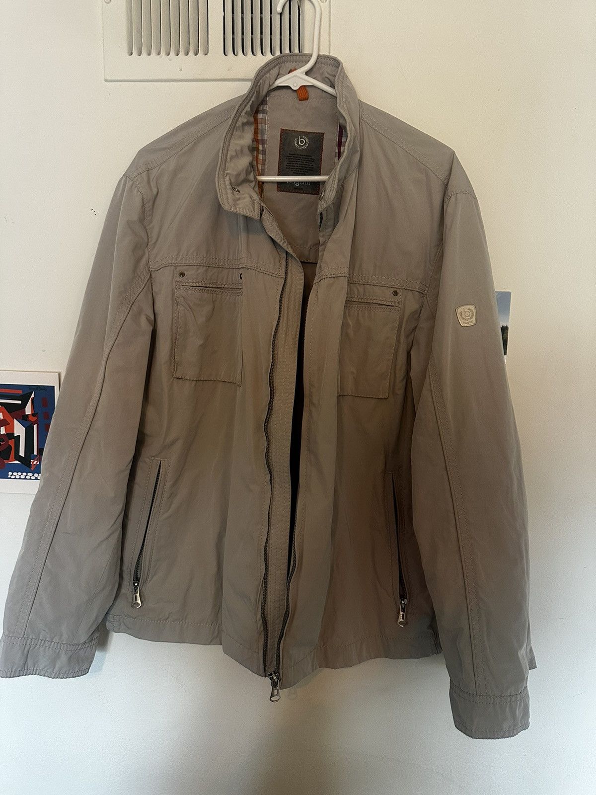 image of Bugatti Grey / Tan Jacket, Men's (Size Large)