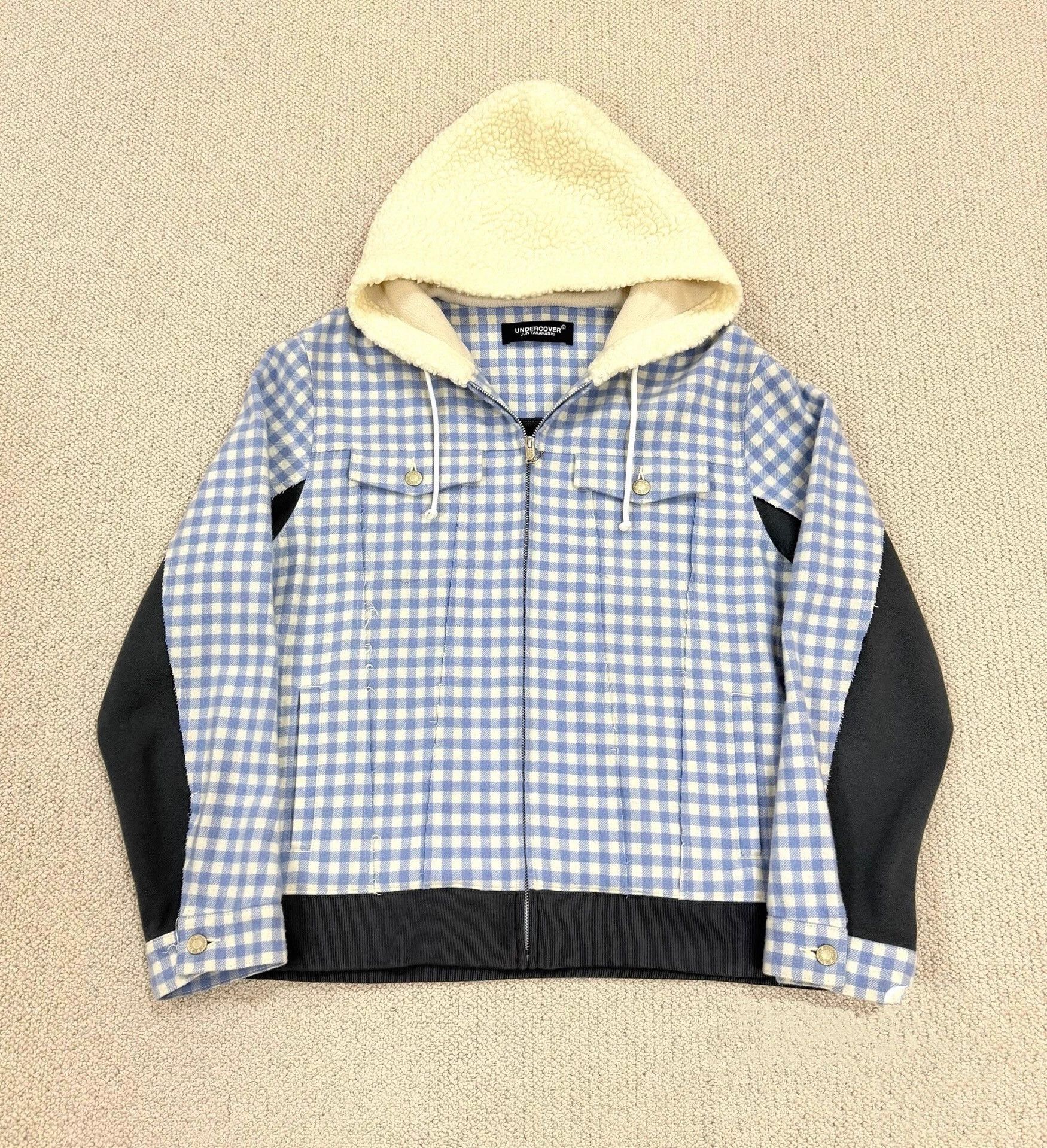 Undercover Undercover Deconstructed Check Shearling Knit Cuffs Jacket Size US L / EU 52-54 / 3 - 1 Thumbnail