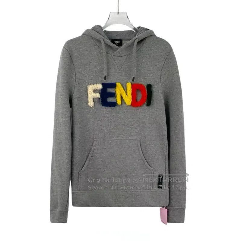 Fendi Fendi Gray Cotton Men's Hoodie with Logo . Size US S / EU 44-46 / 1 - 1 Thumbnail