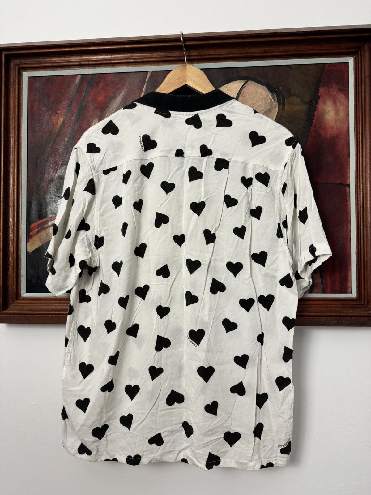 Supreme Supreme Hearts Rayon Button Up Shirt SS17 White Black Rare Size US M / EU 48-50 / 2 - 2 Thumbnail