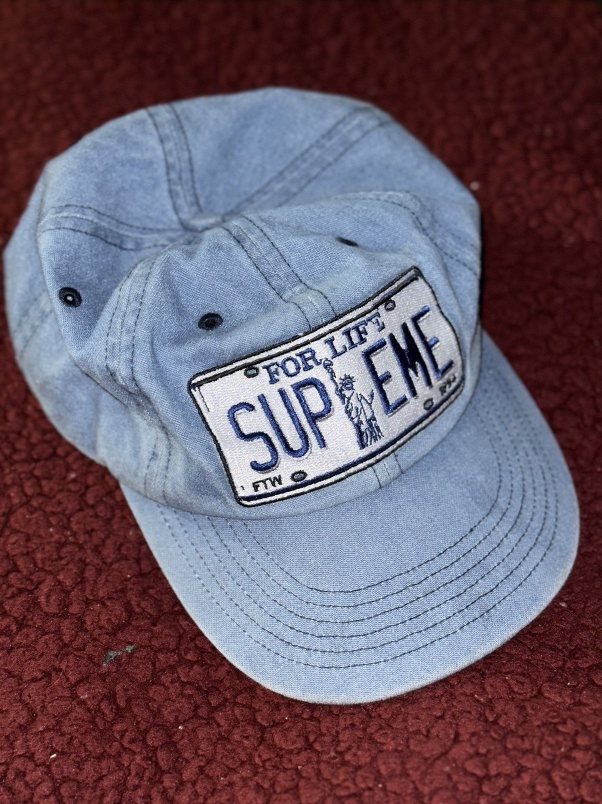 Supreme license plate 6-panel denim hat