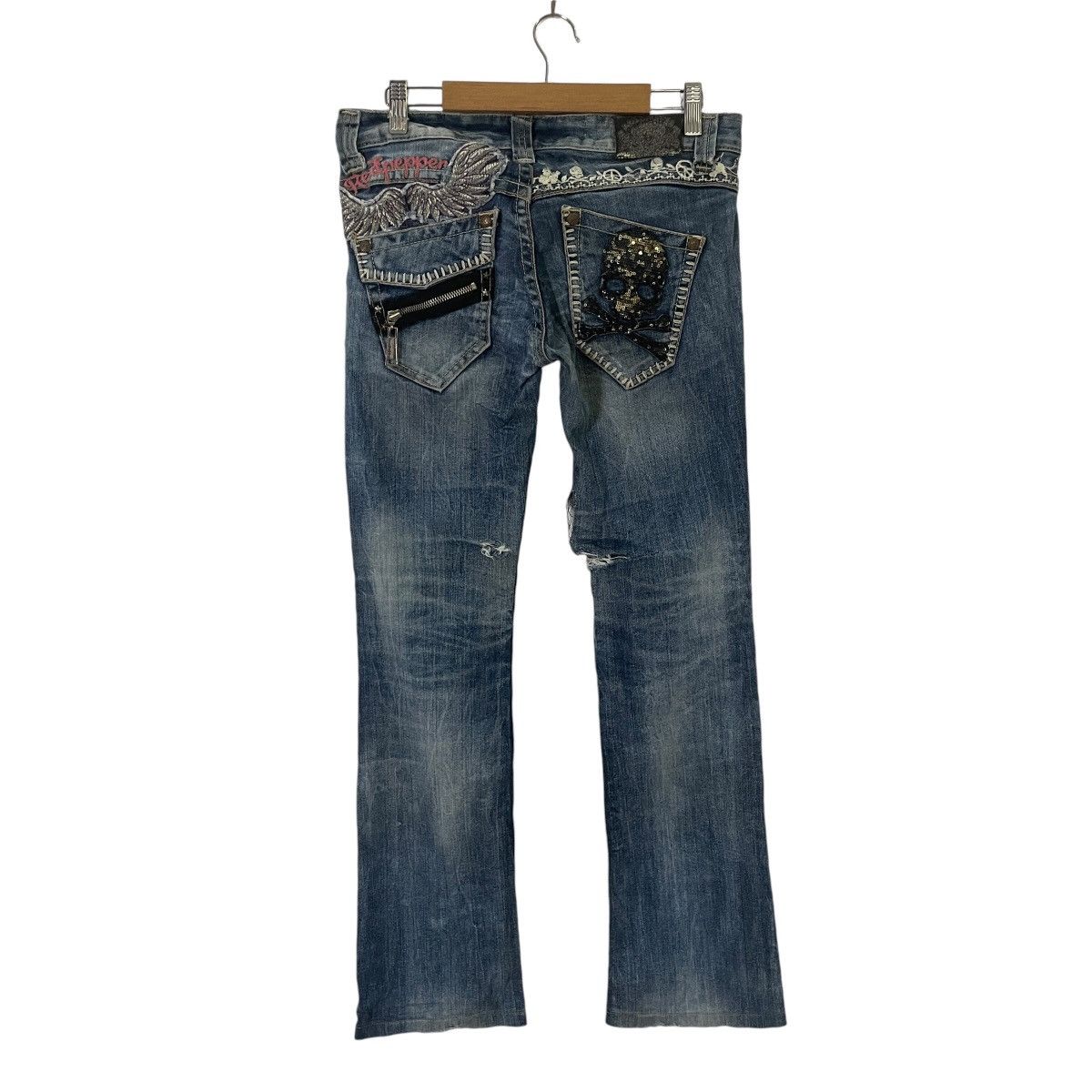 Japanese Brand Vintage Redpepper Distressed Skulls Denim Jeans Size 30" / US 8 / IT 44 - 8 Thumbnail