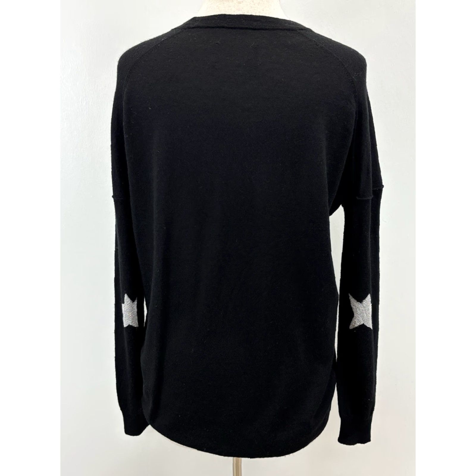 Zadig & Voltaire VINTAGE Zadig & Voltaire Womens Large CICI Star Elbow Merino Wool Sweater Black HI LOW Size L / US 10 / IT 46 - 3 Thumbnail