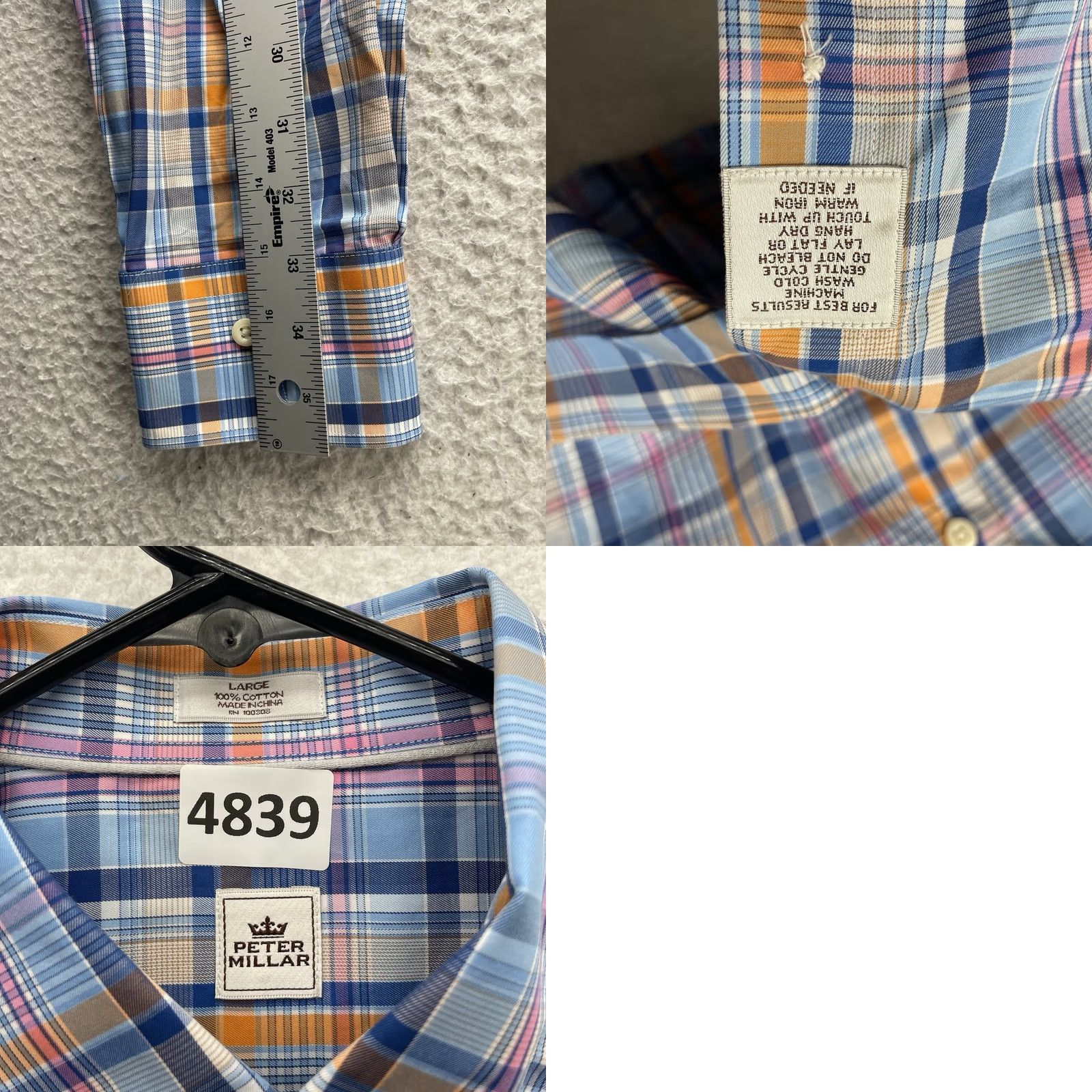 Peter Millar Peter Millar Shirt Mens L Multicolor Plaid Cotton Button-Up Preppy Casual Business Size US L / EU 52-54 / 3 - 8 Thumbnail
