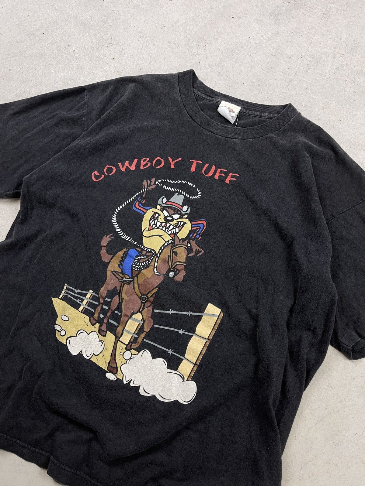 Vintage 1990s Taz Cowboy Black Tee Size US XL / EU 56 / 4 - 2 Thumbnail