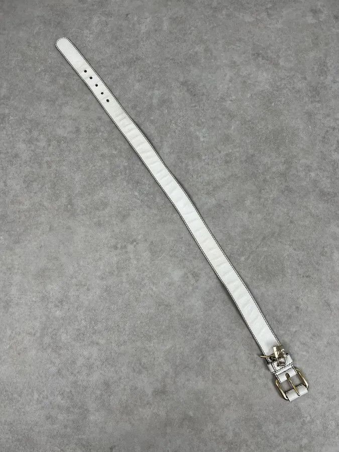 Dolce & Gabbana 2000s Dolce & Gabbana Lock Buckle White Leather Belt Size ONE SIZE - 9 Thumbnail