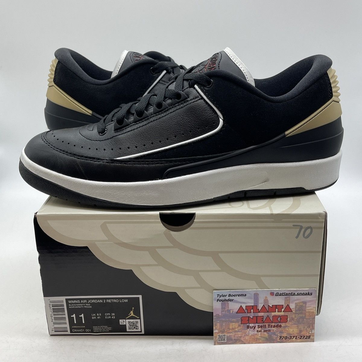 Jordan Brand Air Jordan 2 low black metallic gold Size US 11 / IT 41 - 1 Thumbnail
