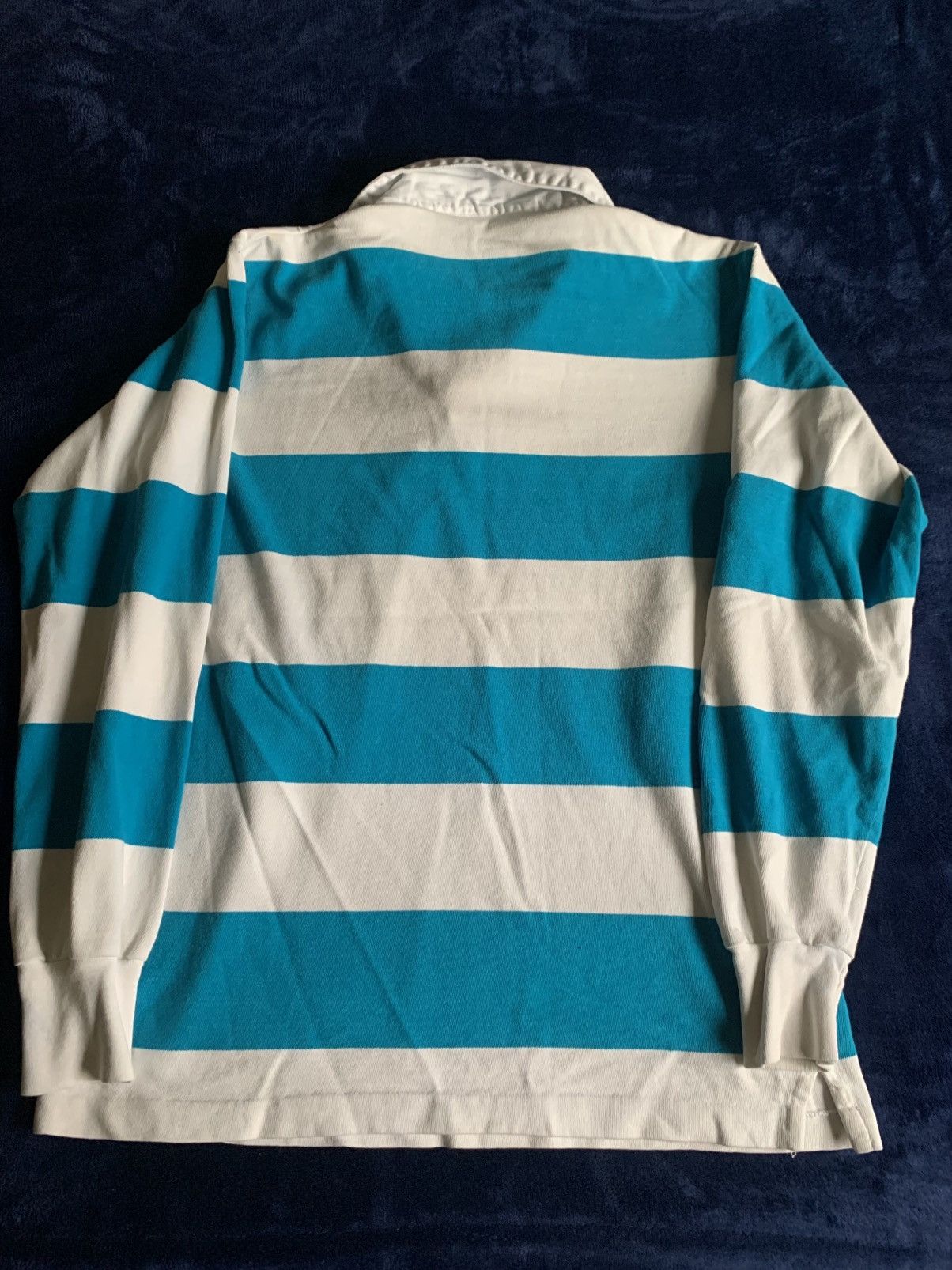 Other White Blue Cyan Striped Polo Sweater Vintage Fashion Street Size US M / EU 48-50 / 2 - 7 Thumbnail