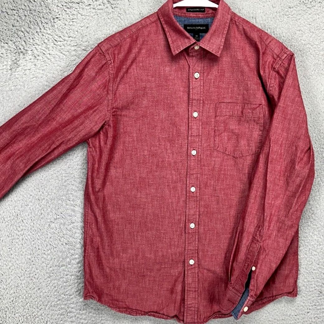 Banana Republic Banana Republic Button-Up Shirt Adult Medium Red Standard Fit Casual Pocket Mens Size US M / EU 48-50 / 2 - 2 Thumbnail